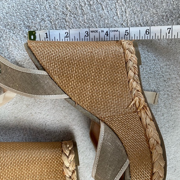 Lovely, platform espadrille wedges. Wrap ankle strap. Back height 5” front 1.75” - Picture 8 of 9